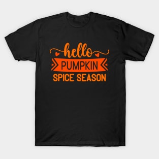 Hello Pumkin Spice Season Vintage Funny Pumpkin Fall Thanksgiving T-Shirt